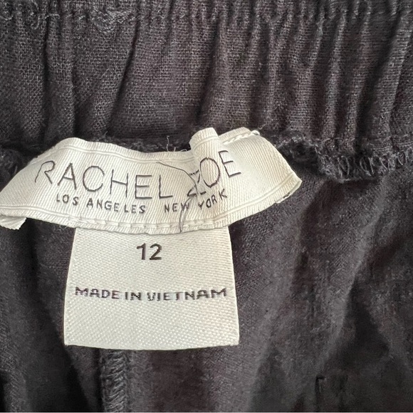 Rachel Zoe Pull On Cropped Pants Linen Blend Sz 12 Black Utility Boho casual - Picture 7 of 11